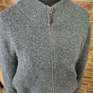 L.L.Bean Lambswool Half-Zip Sweater – Flannel Lined, XL